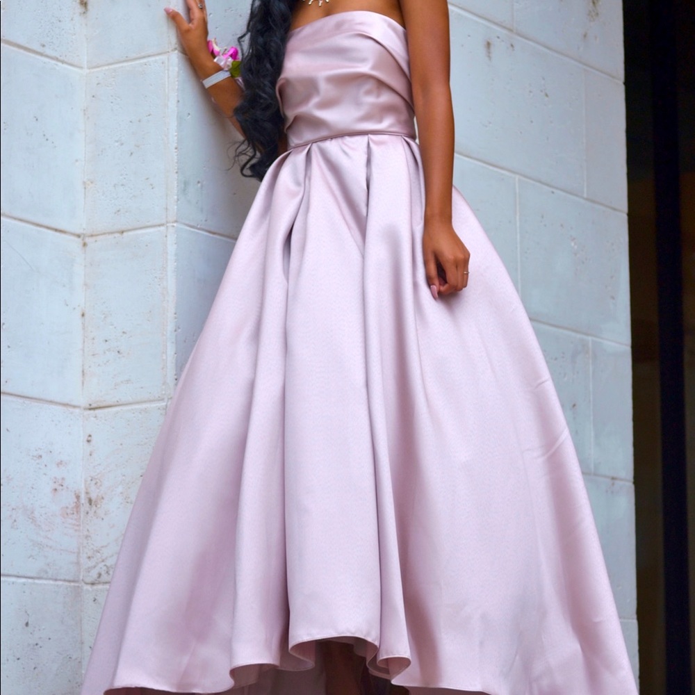 Light Pink Prom Dress long Strapless Evening ball gown Size 0